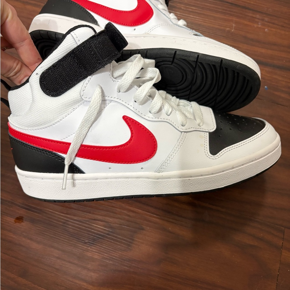Nike Black and White Sneakers with Red Accent Cort Borough 2